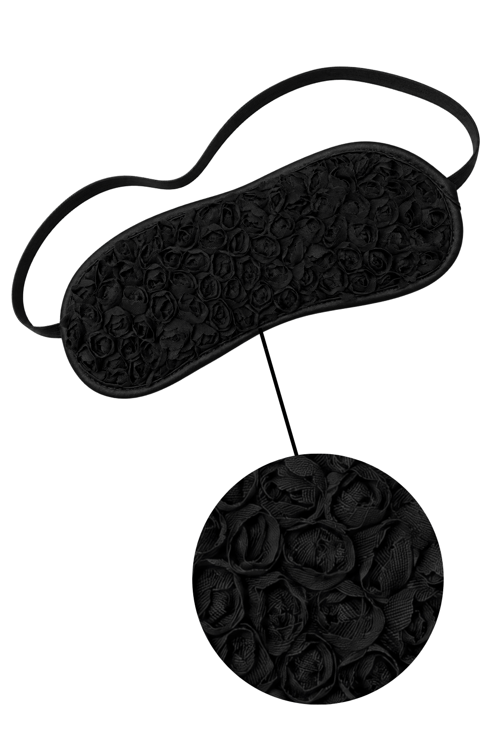 Bandeau pour les yeux noir avec fleurs en tissu en relief – Dreamy Fetish