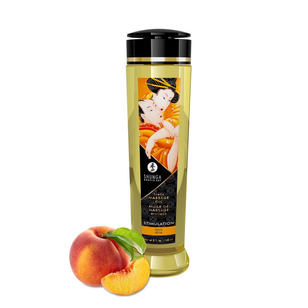 Huile de massage érotique – Stimulation – Pêche – 240 ml