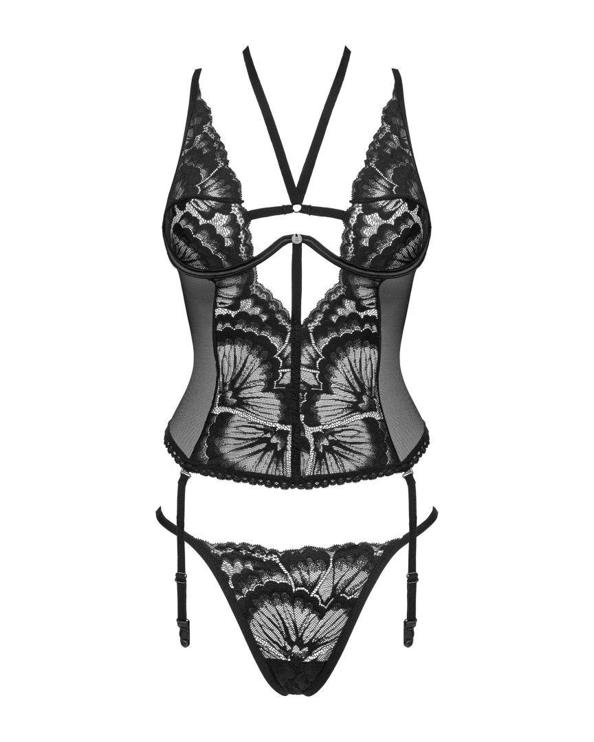 Alessya Corset et string noir