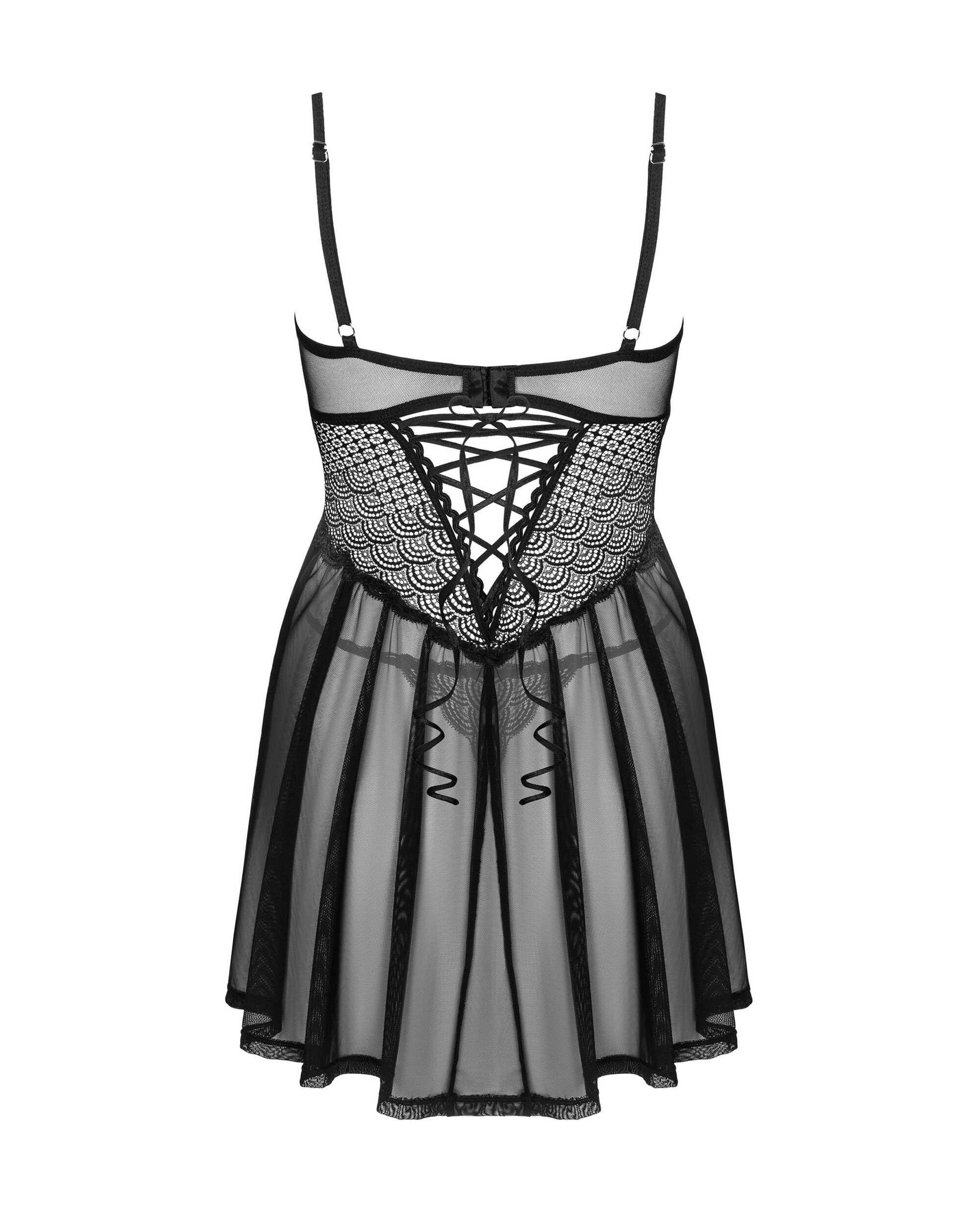 Chemeris babydoll et String – Noire