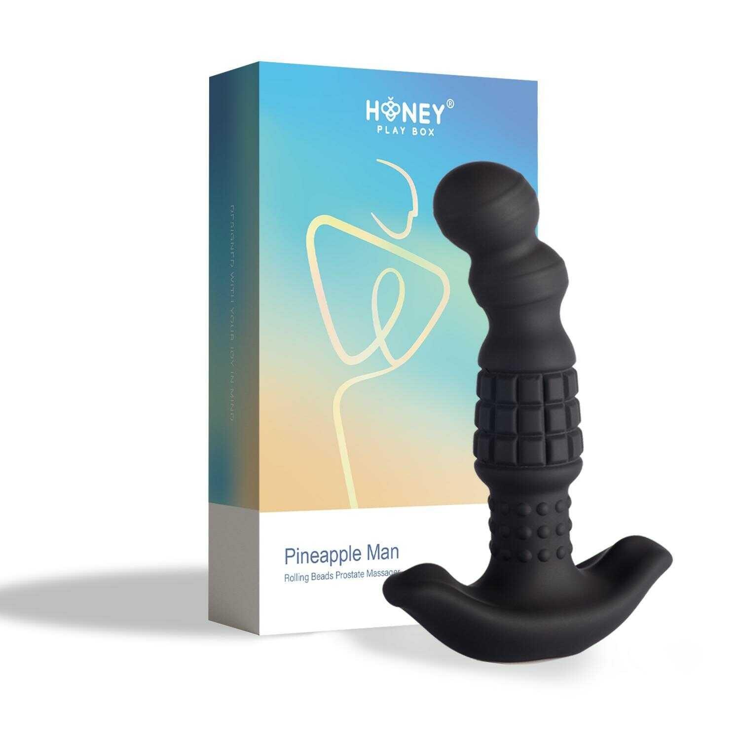 Pineapple Man – Masseur prostatique vibrant à billes roulantes – Noir