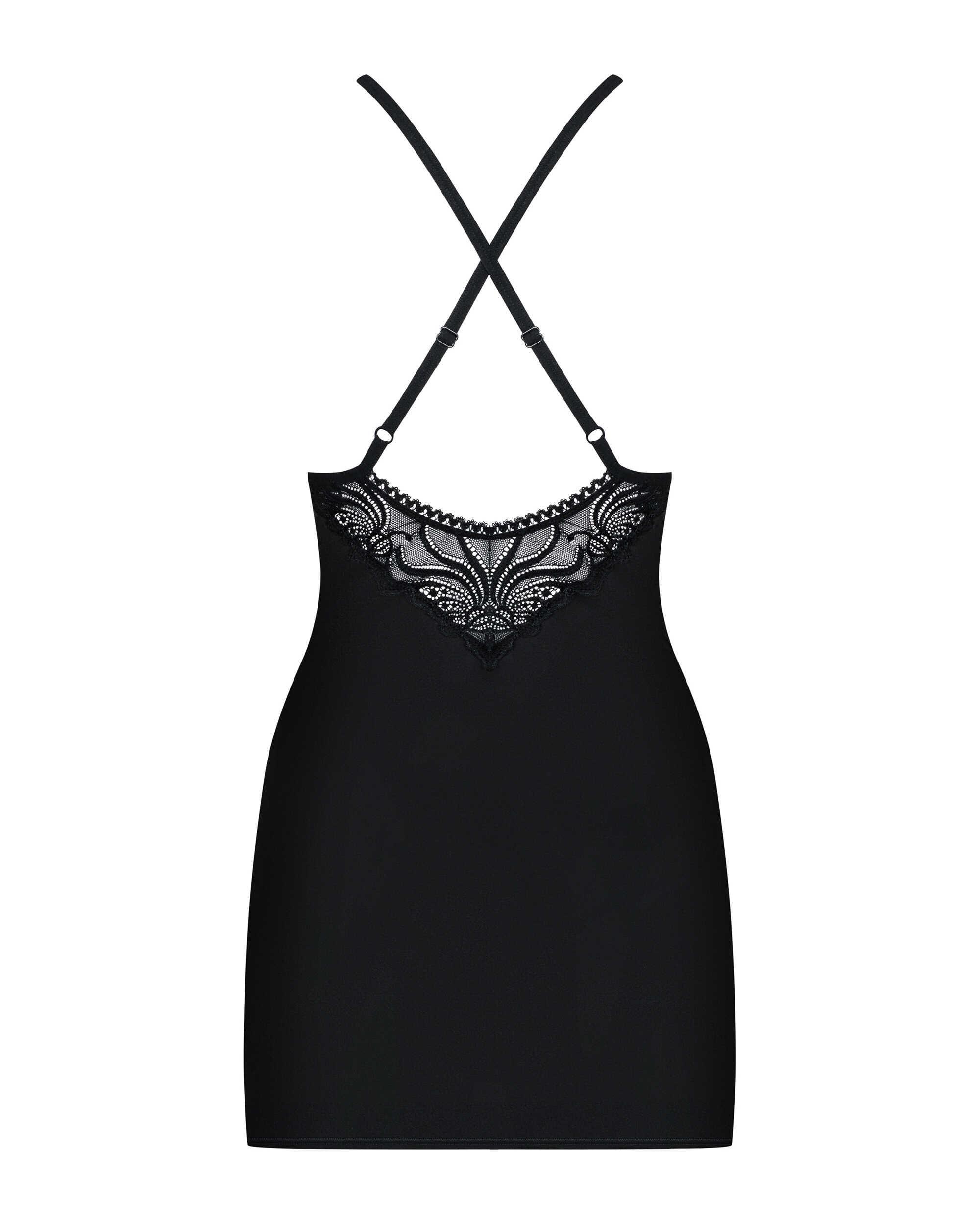 828-CHE-1 Nuisette et String – Noir