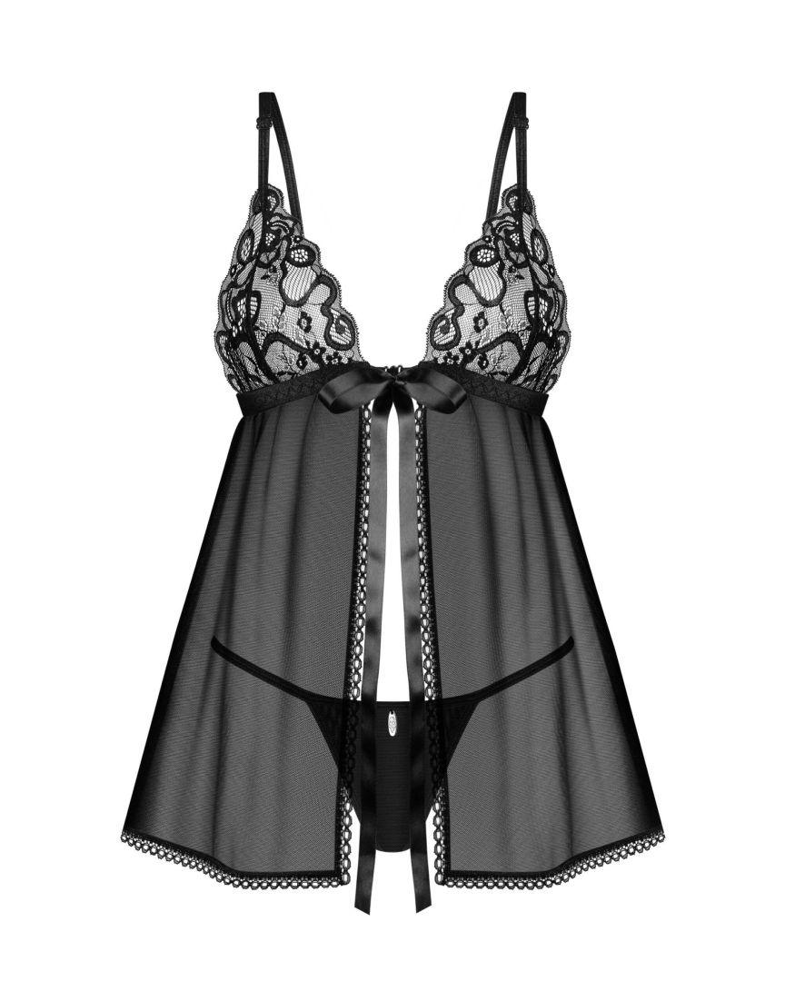 Blomentis babydoll et String – Noire