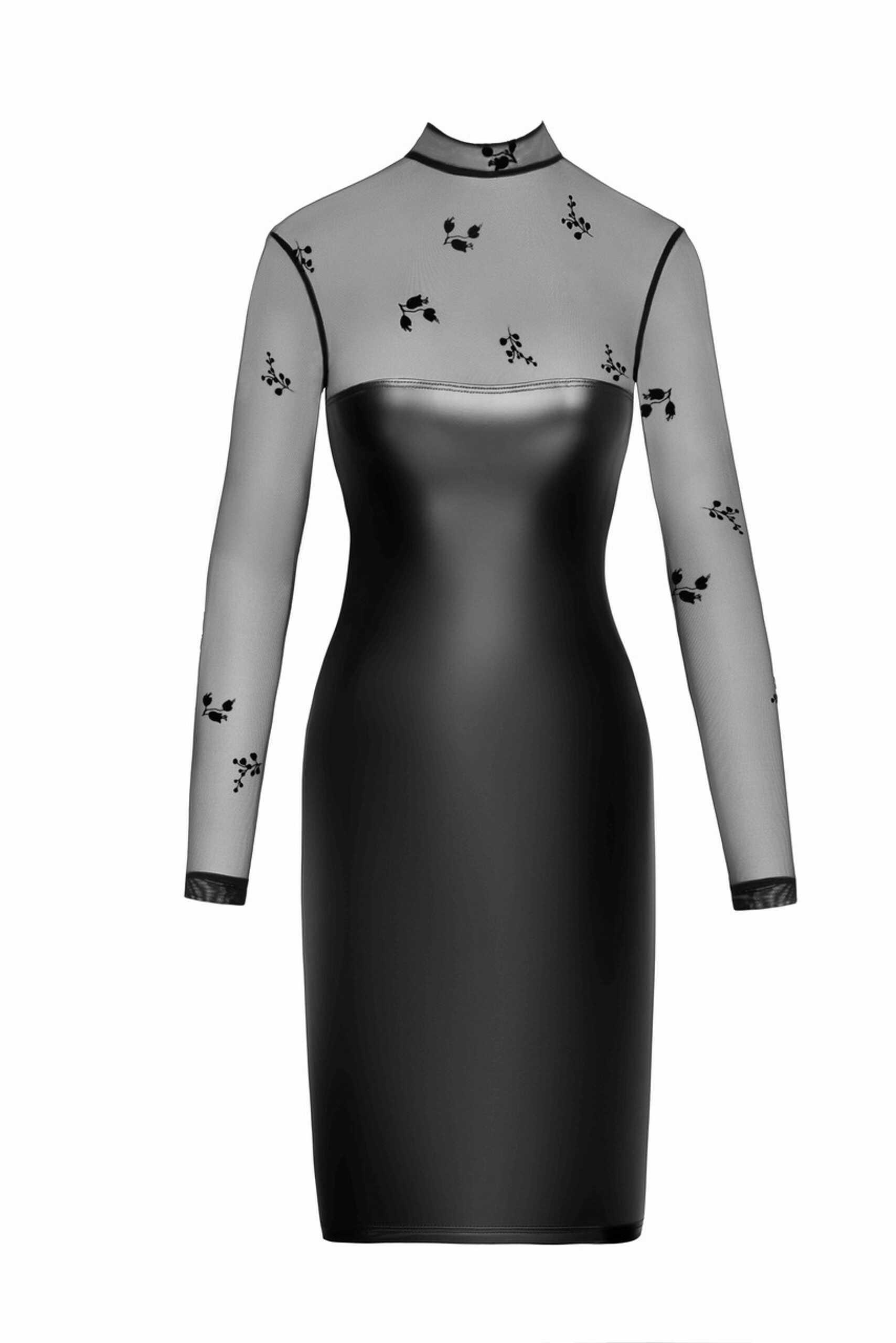 F310 Sublime robe midi en wetlook et maille floquée