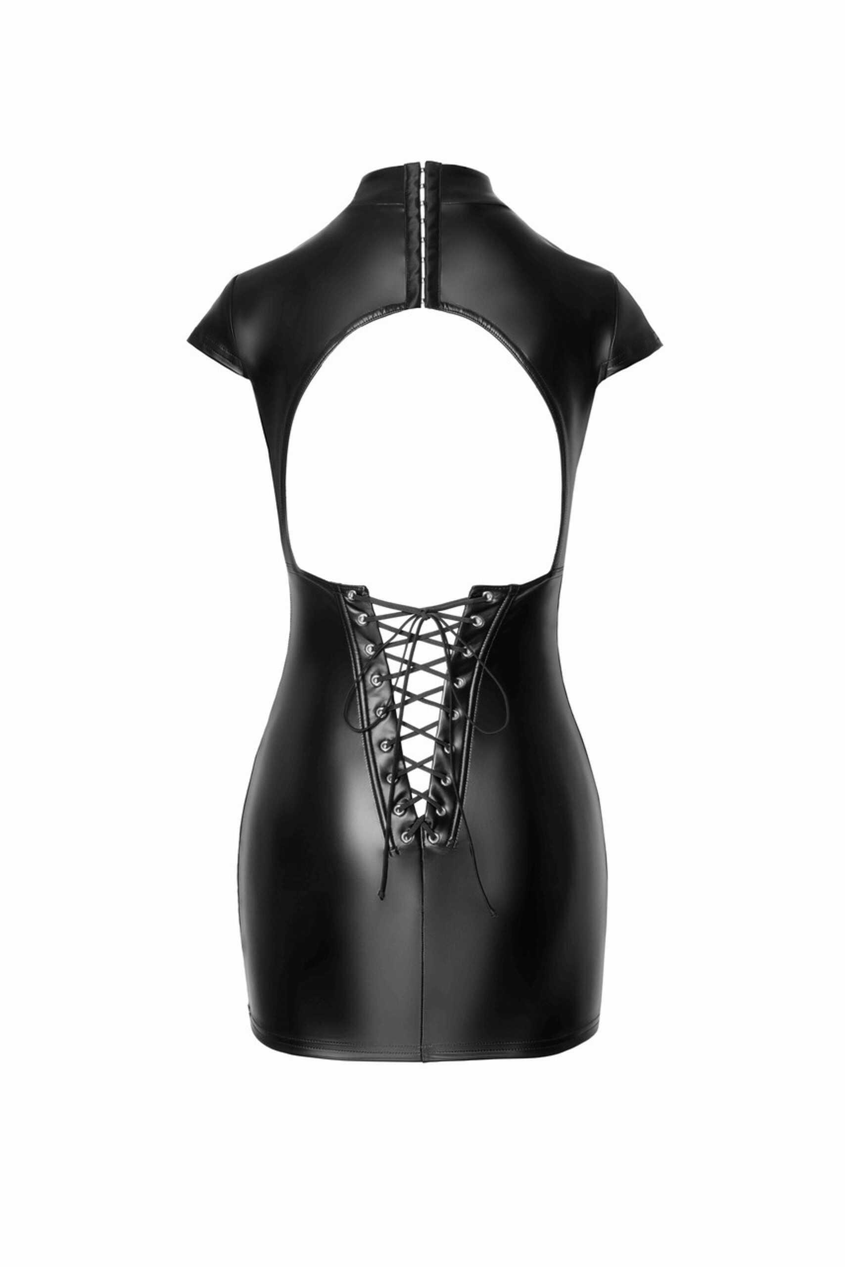 F309 Mini robe fantaisie wetlook avec laçage au dos
