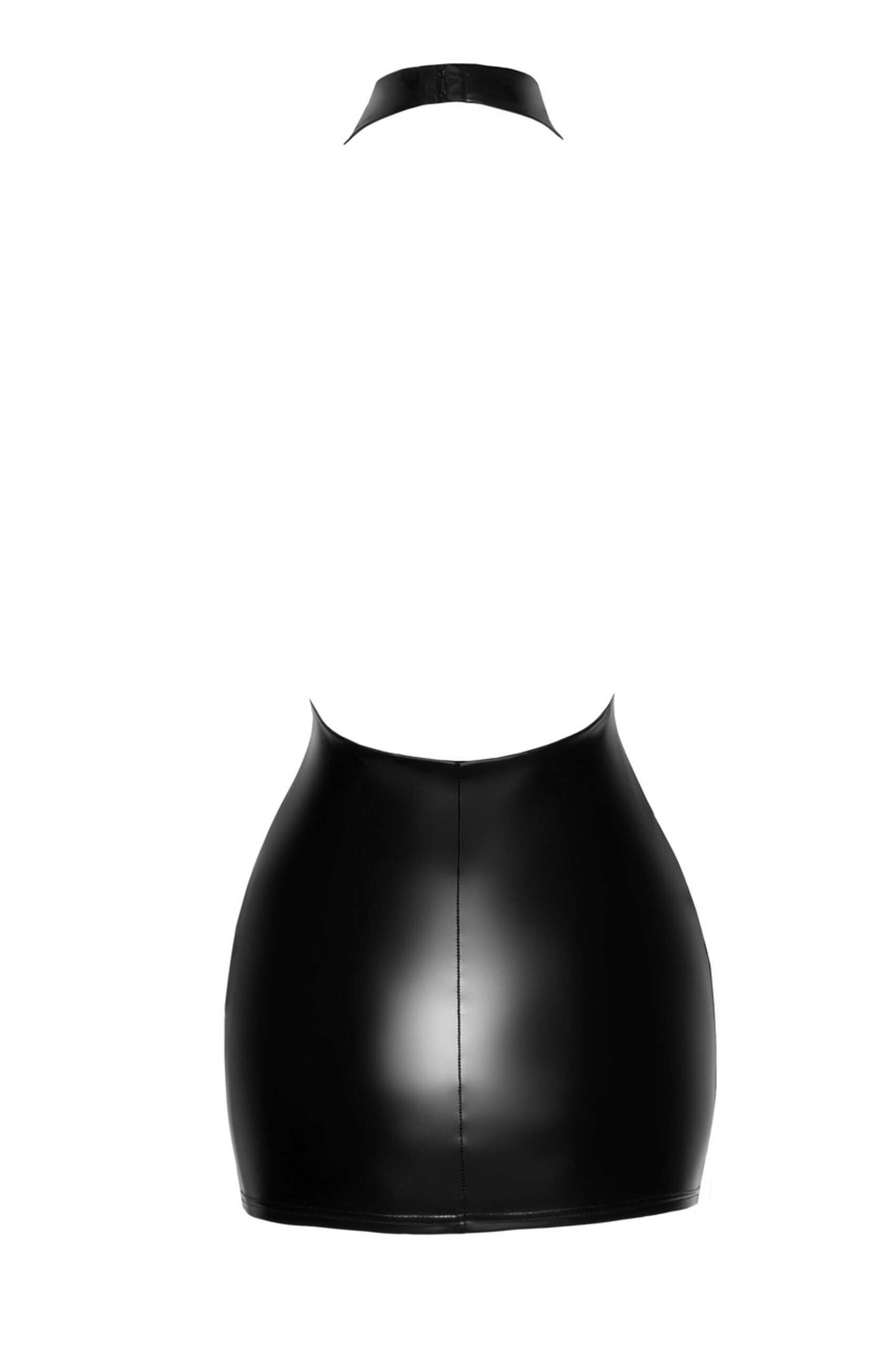 F255 Mini-robe dos nu en Powerwetlook avec encolure enveloppante