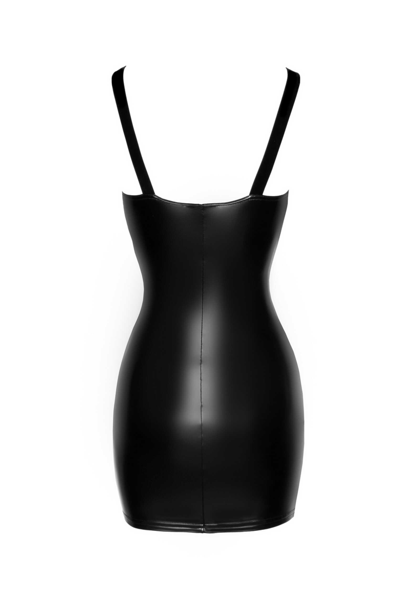 F254 Mini-robe Powerwetlook avec poitrine en dentelle et fermeture éclair à 2 sens