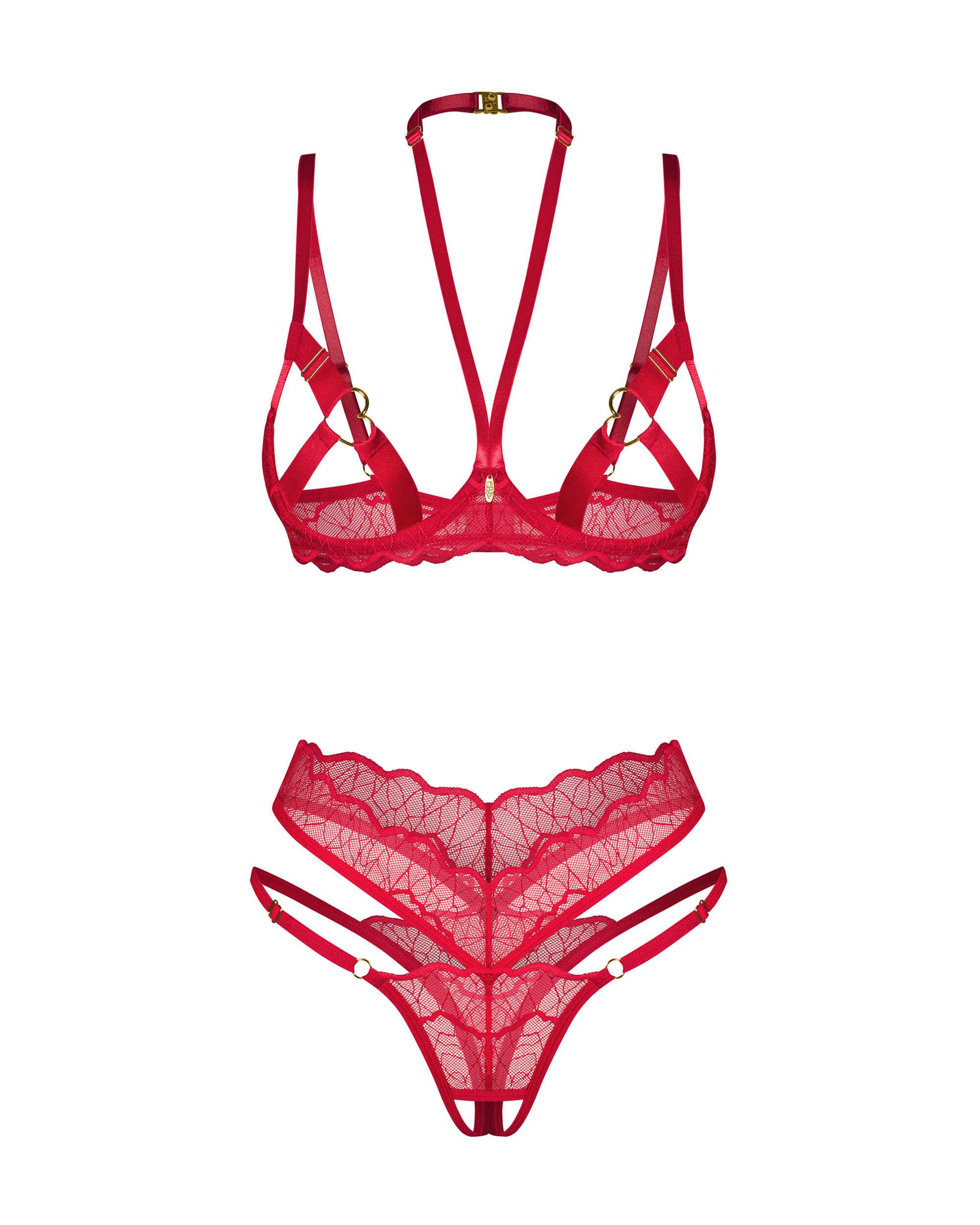 Cupide desir ensemble 2 pièces ouvert – Rouge