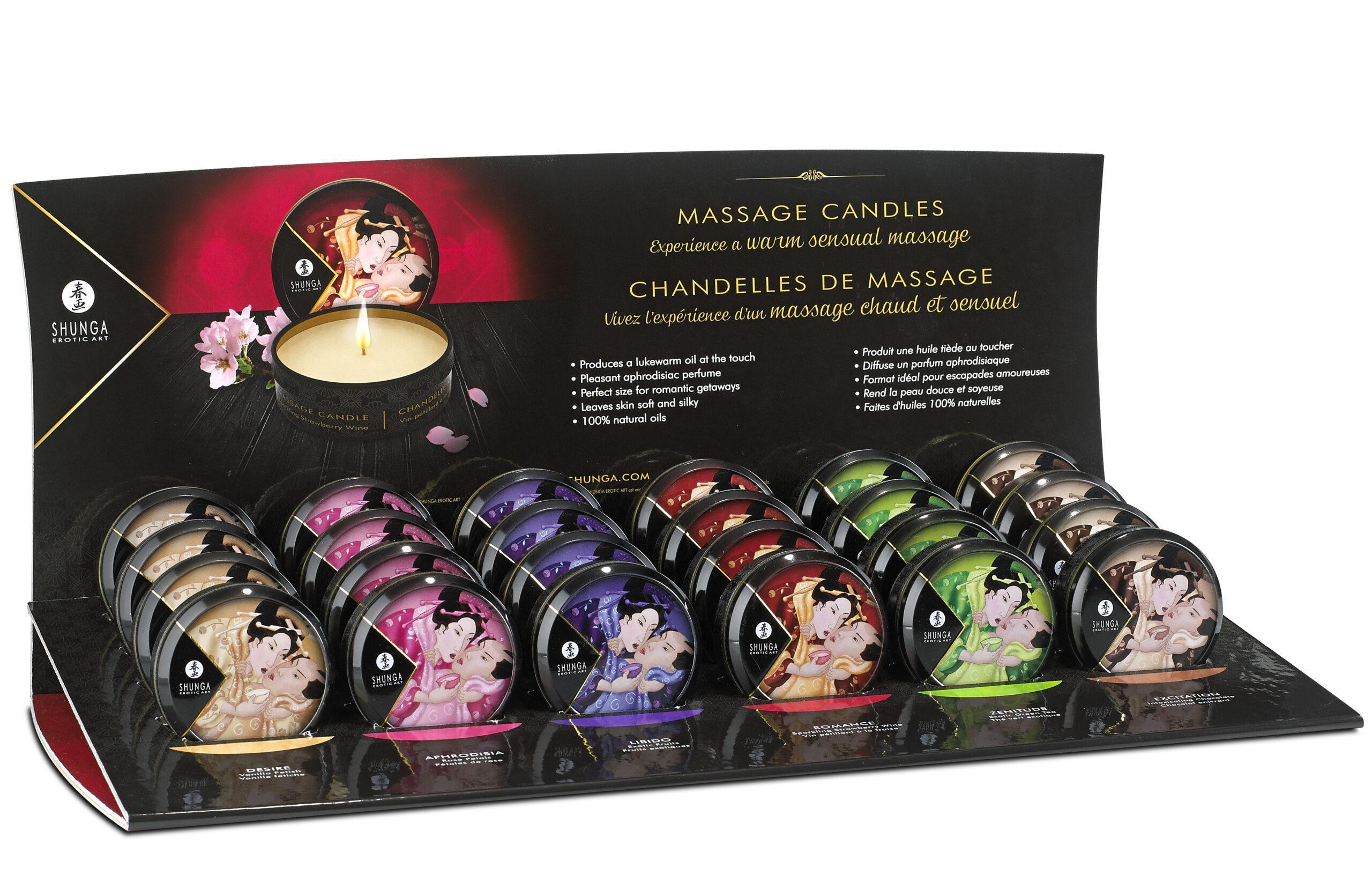 Présentoire mini bougies de massage – 24 unités
