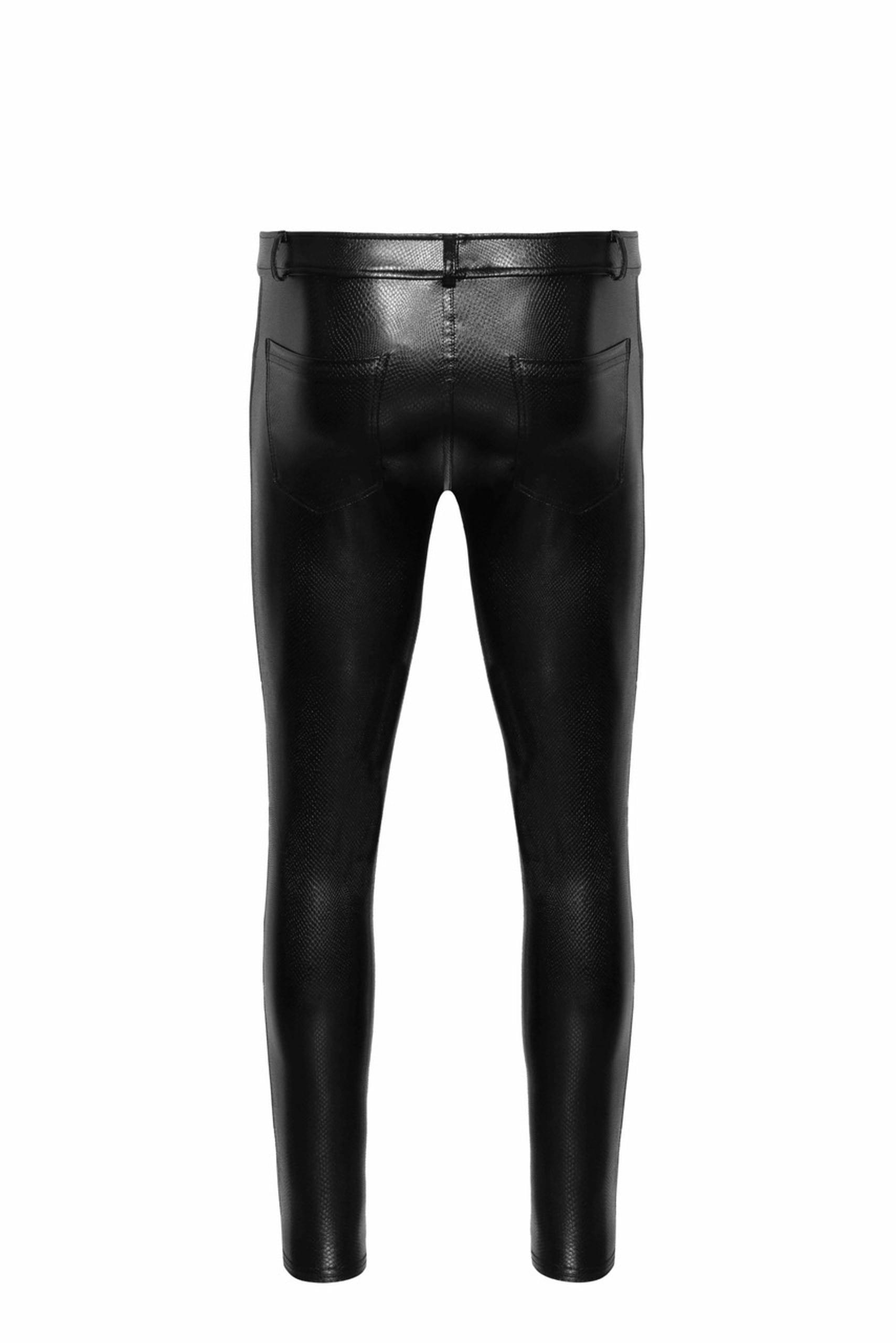 H067 Pantalon long en wetlook serpent avec poches arrière
