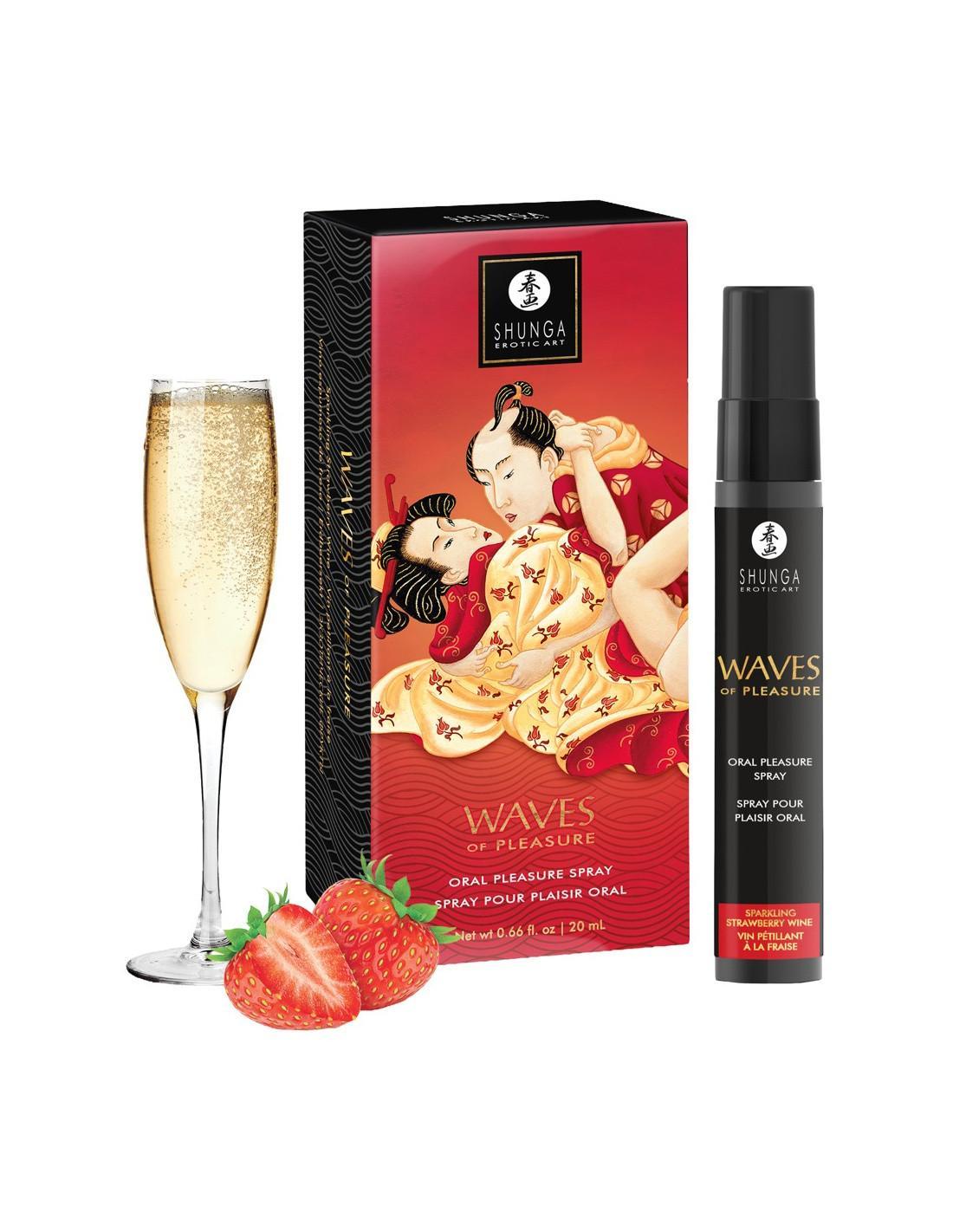 Waves of pleasure – Spray pour plaisir oral – Vin pétillant à la fraise