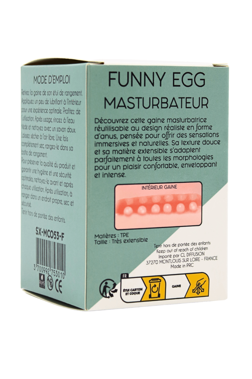 Gaine Masturbatrice Réutilisable FUNNY EGG – Design Réaliste Anus