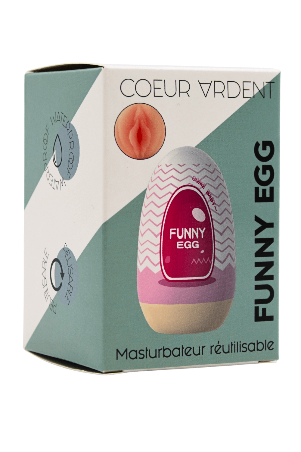 Gaine Masturbatrice Réutilisable FUNNY EGG – Design Réaliste Vagin lèvres épaisses