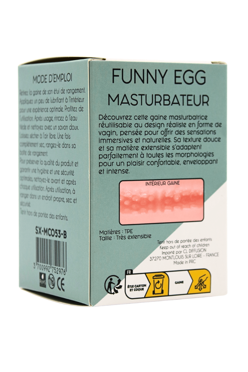 Gaine Masturbatrice Réutilisable FUNNY EGG – Design Réaliste Vagin lèvres épaisses
