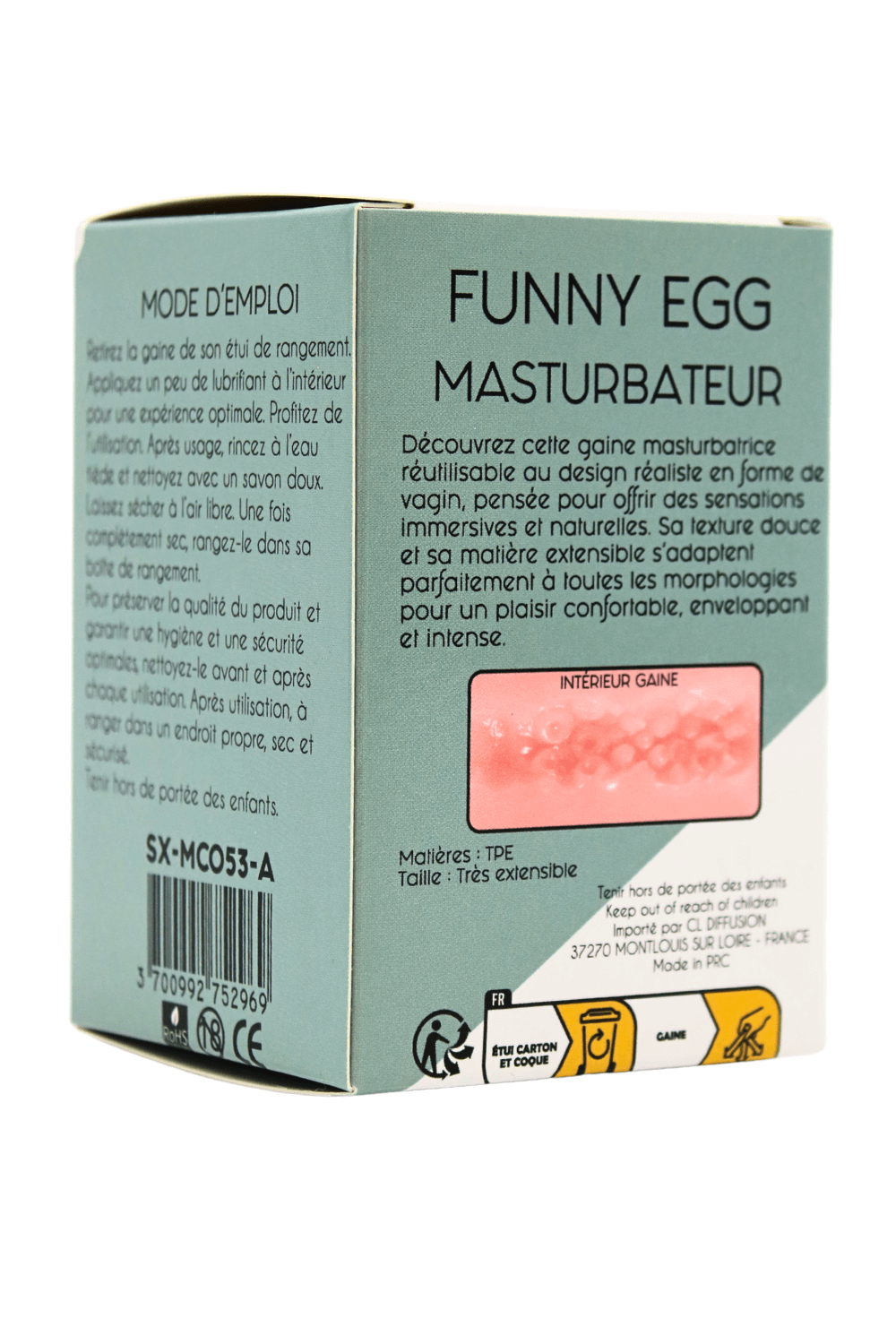 Gaine Masturbatrice Réutilisable FUNNY EGG – Design Réaliste Vagin lèvres charnus
